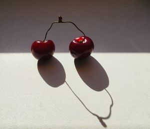 Close-up of cherries against white background