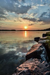 Scenic view of sea against sky during sunset