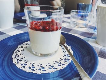 Close-up of drink in glass on table
