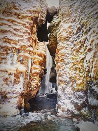 View of waterfall at coast