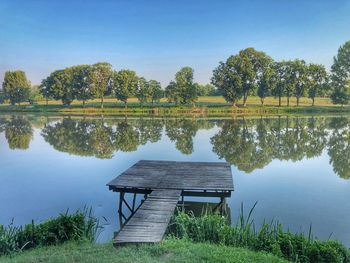 Scenic view of lake against sky