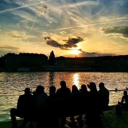 Scenic view of sunset over river