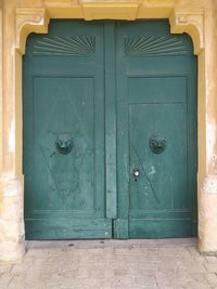 Closed door of old building