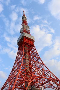 Low angle view of tokyo tower against sky
