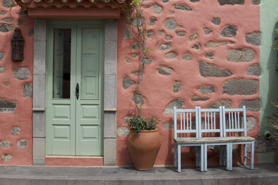 Closed door of building