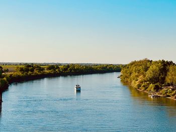 Scenic view of lake against clear sky