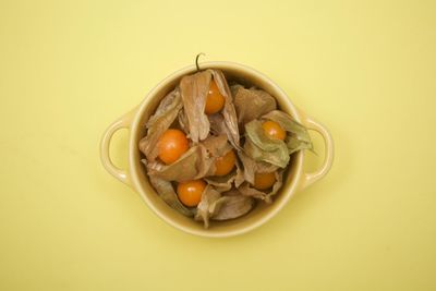 High angle view of food in bowl