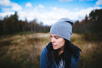 Portrait of woman outdoors