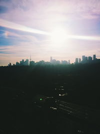 City skyline at sunset
