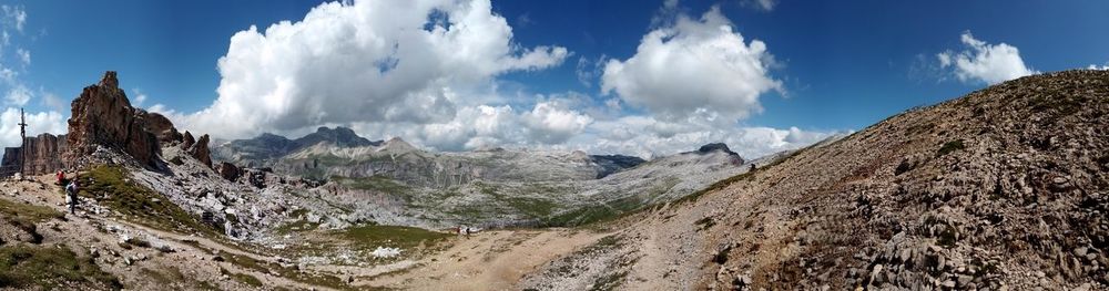 Panoramic view of landscape and mountains against sky