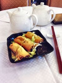 Close-up of breakfast on table