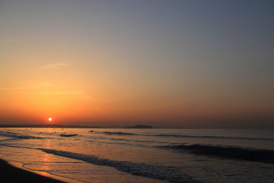 Scenic view of sea at sunset