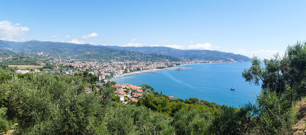 Estra wide view of a gulf in liguria with diano marina