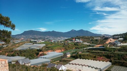 High angle view of townscape against sky