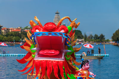 Close-up of chinese dragon against sky