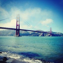 Suspension bridge over sea