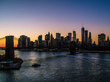 View of city at sunset