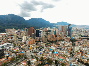 High angle view of townscape against sky