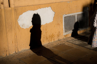 Shadow of man standing by window