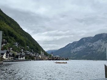 Scenic view of lake against sky at hallstat, austria