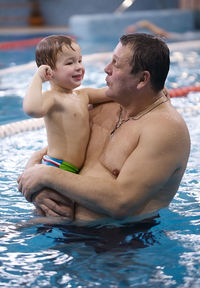 Boy in swimming pool