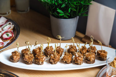 Close-up of food on table