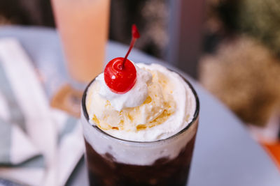 Close-up of ice cream in glass