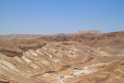 Scenic view of desert against clear sky