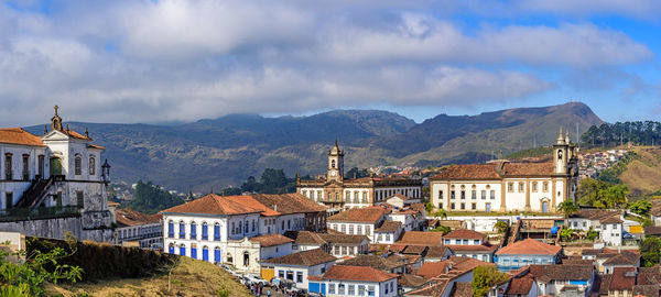 High angle view of townscape against sky