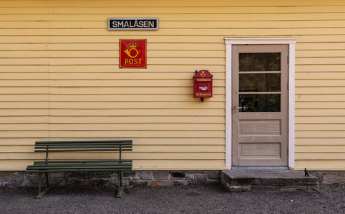 Closed door of building