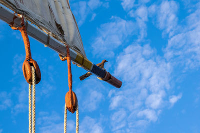 Low angle view of sailboat against sky