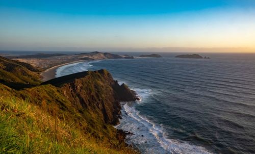 Scenic view of sea against sky during sunset