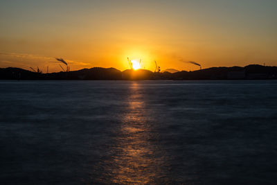 Sunset over lake