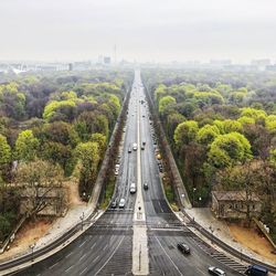 High angle view of highway against sky