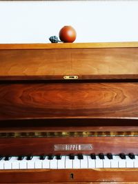 High angle view of ball on wooden table