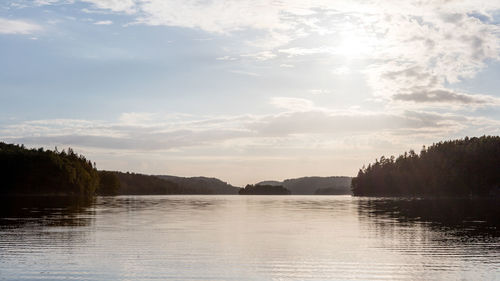 Scenic view of calm lake against sky