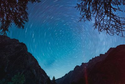 Idyllic shot of star trails