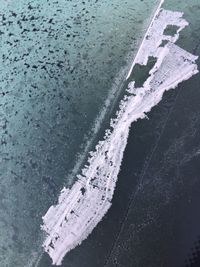 Close-up of ice on beach