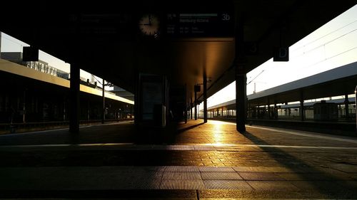 Illuminated railroad station at night