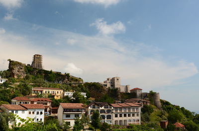 High angle view of townscape against sky