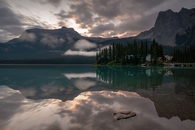 Panoramic image of emerald lake, beautiful landscape of yoho national park, british columbia, canada