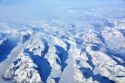 Aerial view of frozen lake against sky