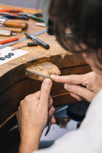 Midsection of woman working