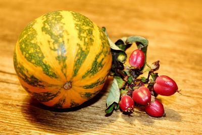 High angle view of fruits on table