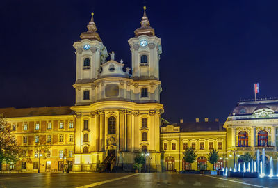 View of illuminated building at night