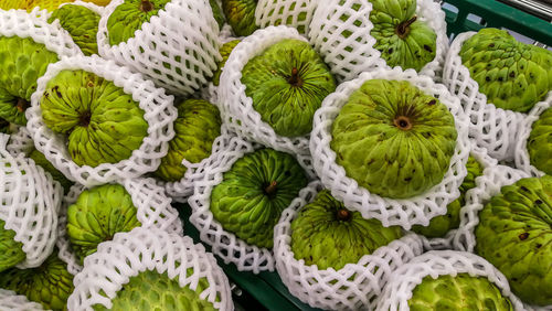 High angle view of green leaves for sale