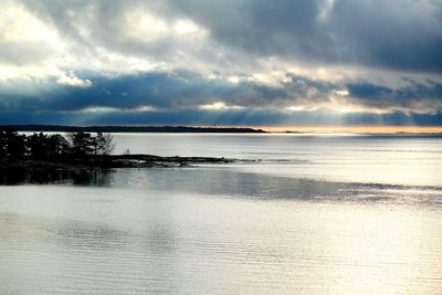 Scenic view of sea against cloudy sky