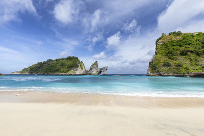 Scenic view of beach against sky