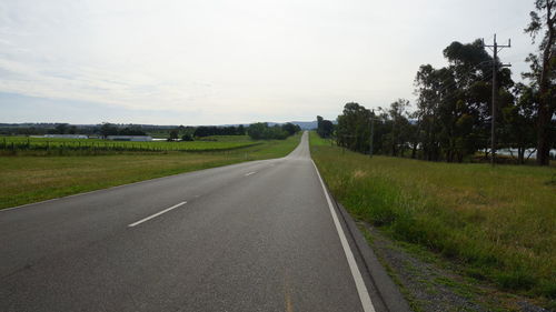 Road by trees against sky