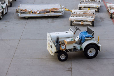 High angle view of vehicles on road